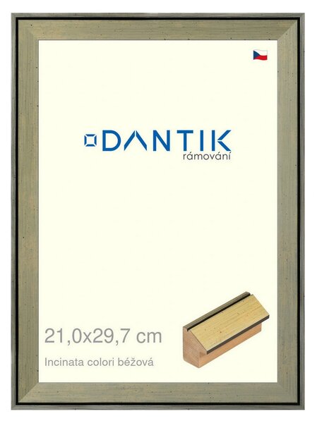 DANTIK rám na obraz 21x29,7 | INCLINATA colori béžová (Sklo Čiré)