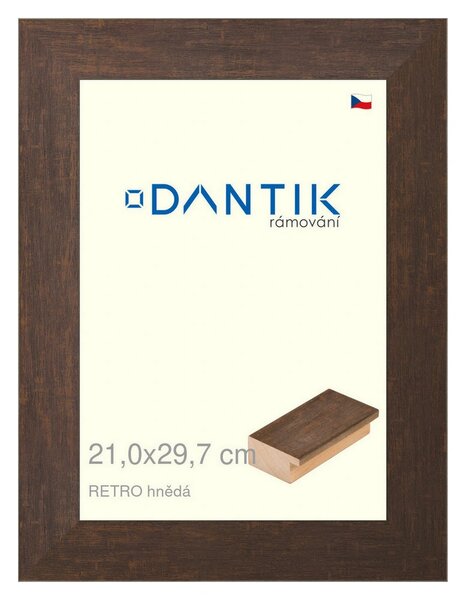 DANTIK rám na obraz 21x29,7 | RETRO hnědá (Sklo Čiré)