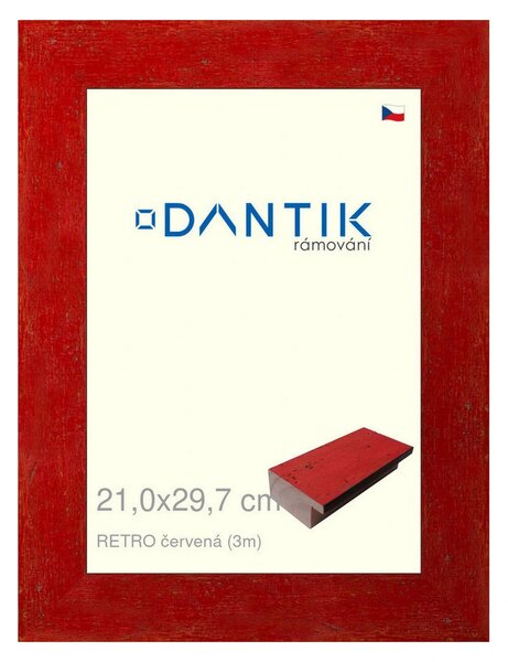 DANTIK rám na obraz 21x29,7 | RETRO červená (Sklo Čiré)