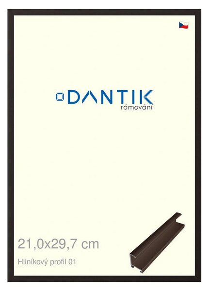 DANTIK rám na obraz 21x29,7 | ALU Hnědá matná (Sklo Čiré)