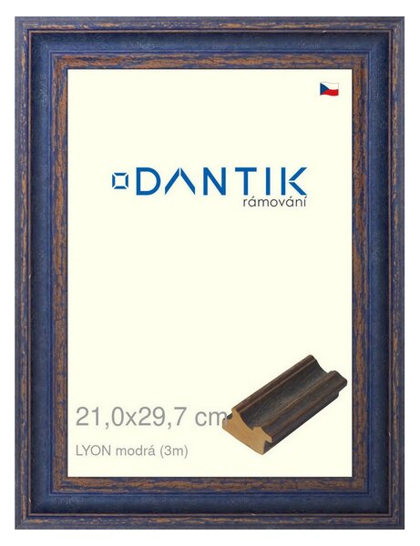 DANTIK rám na obraz 21x29,7 | LYON modrá (Sklo Čiré)