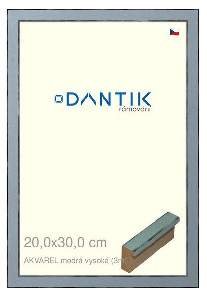 DANTIK rám na obraz 20x30 | AKVAREL modrá vysoká (Sklo Čiré)