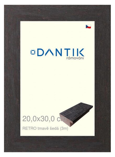 DANTIK rám na obraz 20x30 | RETRO tmavě šedá (Sklo Čiré)