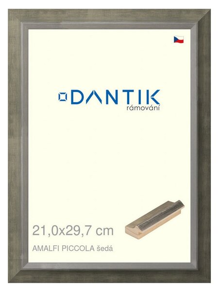 DANTIK rám na obraz 21x29,7 | AMALFI piccola šedá (Sklo Čiré)