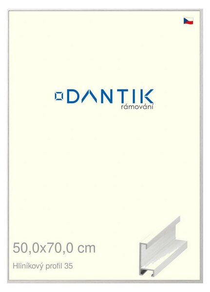 DANTIK rám na obraz 50x70 | ALU Dýha bílá (Plexi Čiré)