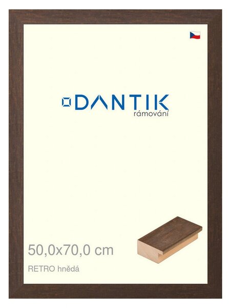 DANTIK rám na obraz 50x70 | RETRO hnědá (Plexi Čiré)