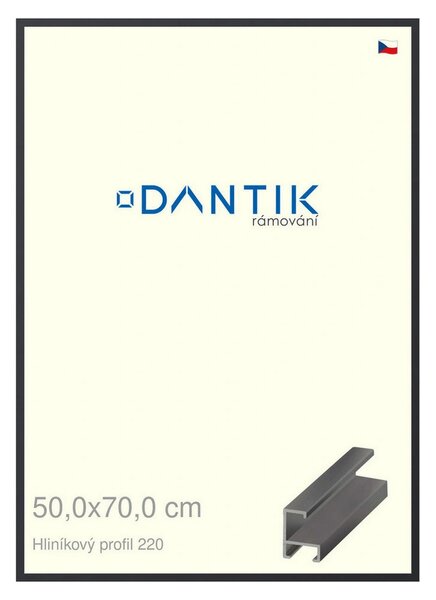 DANTIK rám na obraz 50x70 | ALU Černá matná (Plexi Čiré)