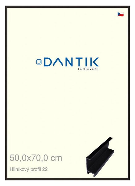 DANTIK rám na obraz 50x70 | ALU Černá matná (Plexi Čiré)