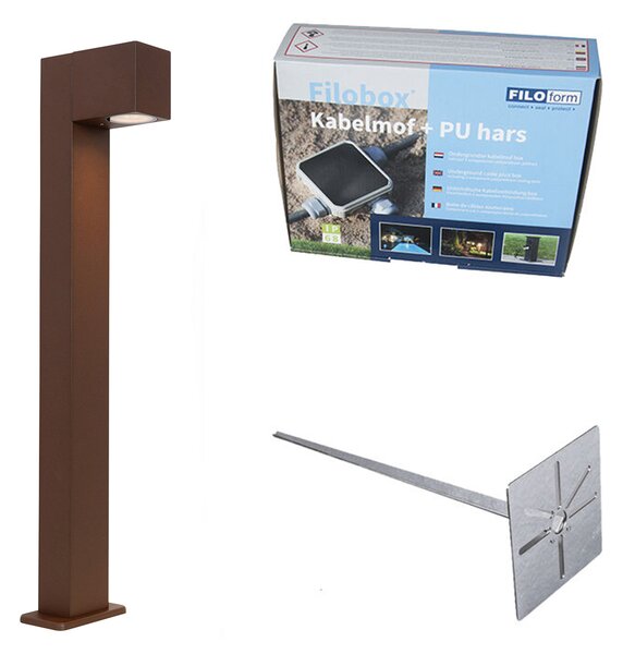 Vonkajšia lampa hrdzavo hnedá so zemným hrotom a káblovou priechodkou 65 cm IP44 - Baleno