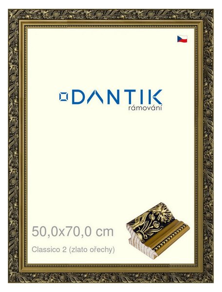 DANTIK rám na obraz 50x70 | Claico 2 (zlato ořechy) (Plexi Čiré)