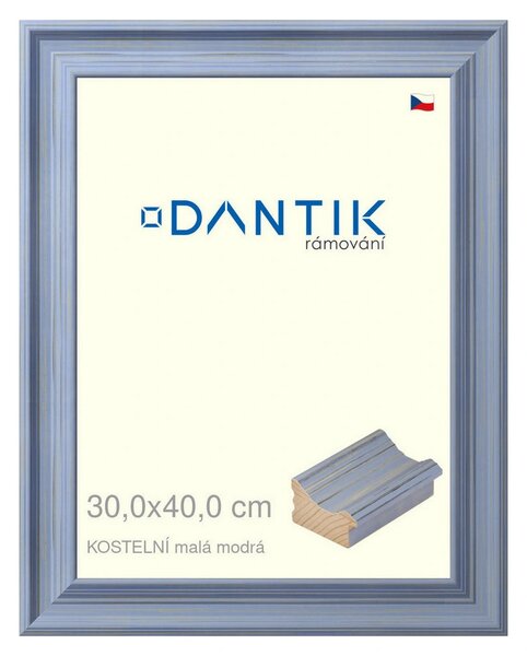 DANTIK rám na obraz 30x40 | KOSTELNÍ malá modrá (Plexi Čiré)