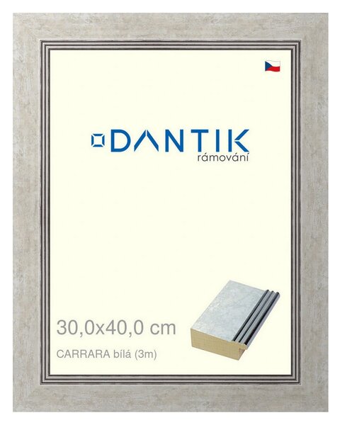 DANTIK rám na obraz 30x40 | CARRARA Bílá (Plexi Čiré)