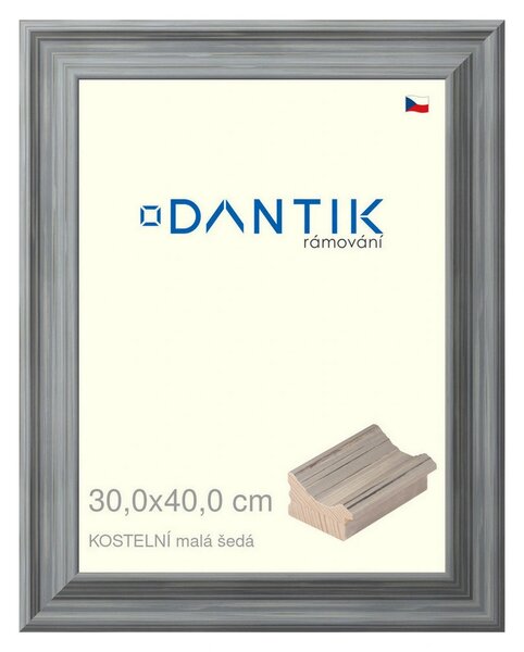 DANTIK rám na obraz 30x40 | KOSTELNÍ malá šedá (Plexi Čiré)