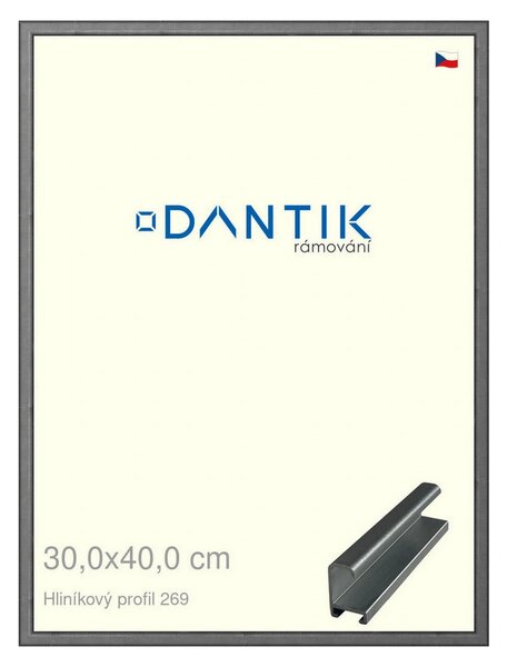 DANTIK rám na obraz 30x40 | ALU Ššedá broušená (Plexi Čiré)