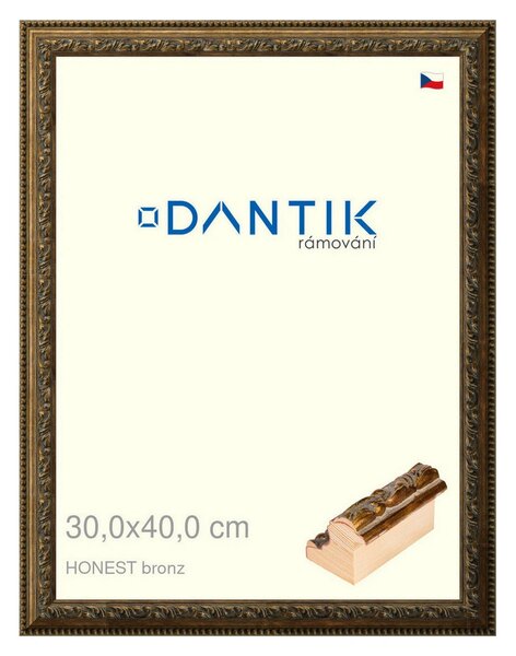 DANTIK rám na obraz 30x40 | HONEST malá vysoká bronz (Plexi Čiré)