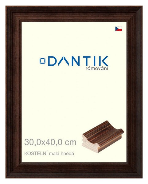 DANTIK rám na obraz 30x40 | KOSTELNÍ malá hnědá (Plexi Čiré)