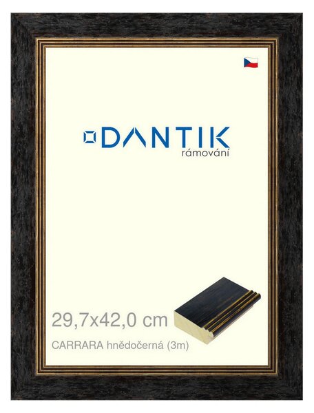 DANTIK rám na obraz 29,7x42 | CARRARA hnědočerná (Plexi Čiré)
