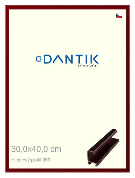 DANTIK rám na obraz 30x40 | ALU Červená Rubin broušená (Plexi Čiré)