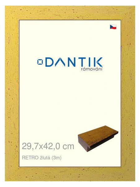 DANTIK rám na obraz 29,7x42 | RETRO žlutá (Plexi Čiré)