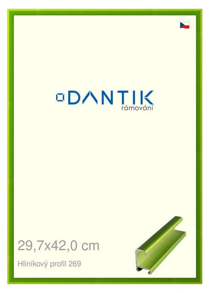 DANTIK rám na obraz 29,7x42 | ALU Zelená Smaragd broušená (Plexi Čiré)