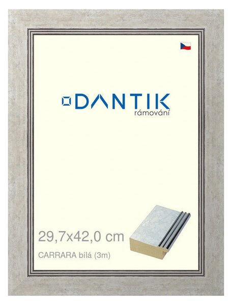 DANTIK rám na obraz 29,7x42 | CARRARA Bílá (Plexi Čiré)