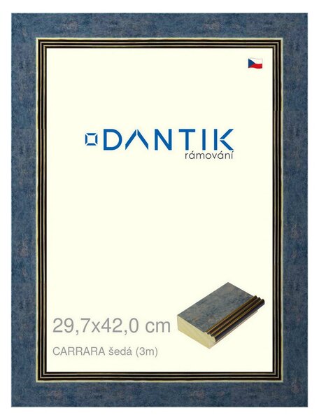 DANTIK rám na obraz 29,7x42 | Vyřazeno | CARRARA šedá (Plexi Čiré)