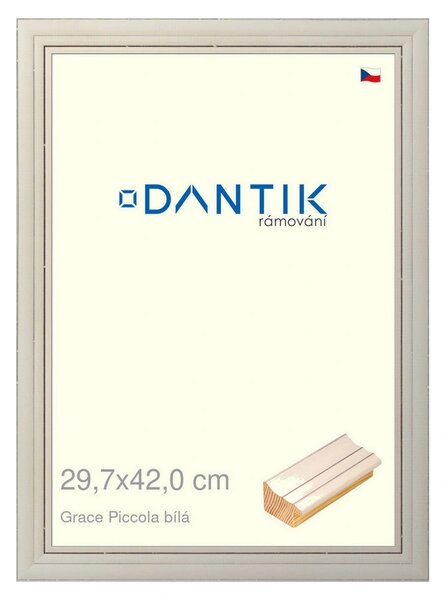 DANTIK rám na obraz 29,7x42 | Grace Piccola bílá (Plexi Čiré)