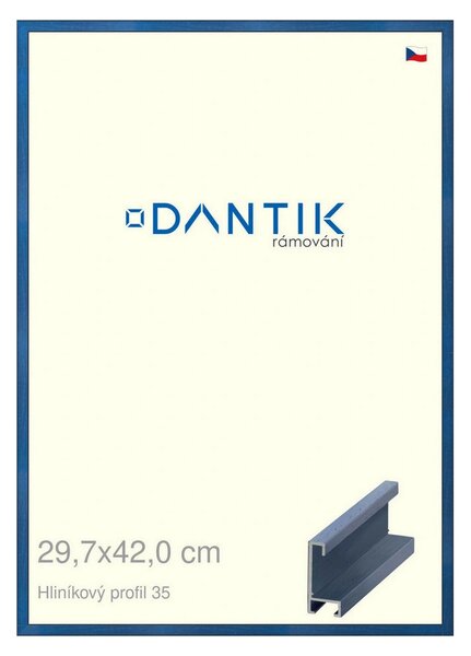 DANTIK rám na obraz 29,7x42 | ALU Dýha barevná modrá královská (Plexi Čiré)