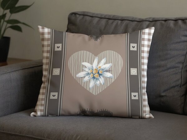 Polybavlnená obliečka na vankúš HEART RETRO POLY 50x70 cm, hnedý