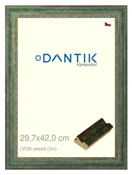 DANTIK rám na obraz 29,7x42 | LYON zelená (Plexi Čiré)