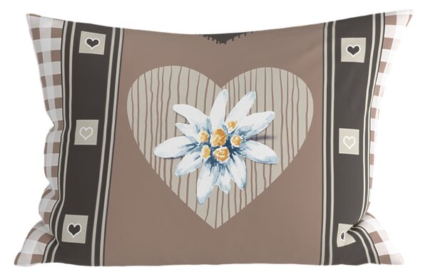 Polybavlnená obliečka na vankúš HEART RETRO POLY 50x70 cm, hnedý