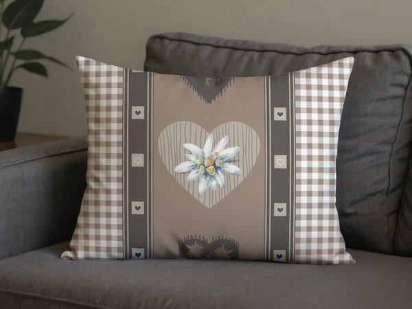 Polybavlnená obliečka na vankúš HEART RETRO POLY 70x90 cm, hnedý