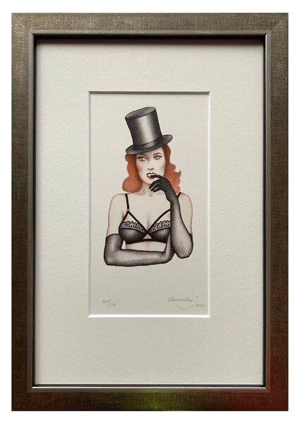 Jelenová Veronika - Burleska černý klobouk | 21.1x29.6