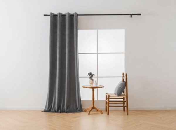Zatemňovací záves DREAM VELVET 140x250 cm, tmavosivý Zavesenie: Kovové krúžky