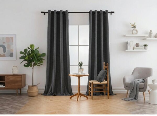 Zatemňovací záves DREAM VELVET 140x250 cm, tmavosivý Zavesenie: Kovové krúžky