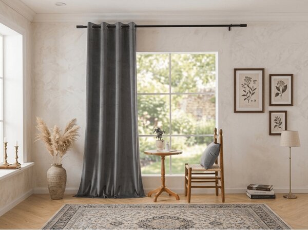 Zatemňovací záves DREAM VELVET 140x250 cm, tmavosivý Zavesenie: Kovové krúžky