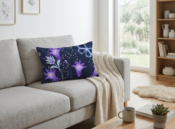 Obliečka na vankúš z mikrovlákna VIOLET BUTTERFLY 50x70 cm, tmavomodrý