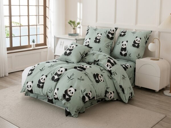 Obliečky z mikrovlákna PANDA RELAX mentolové Rozmer obliečky: 70 x 90 cm | 140 x 200 cm