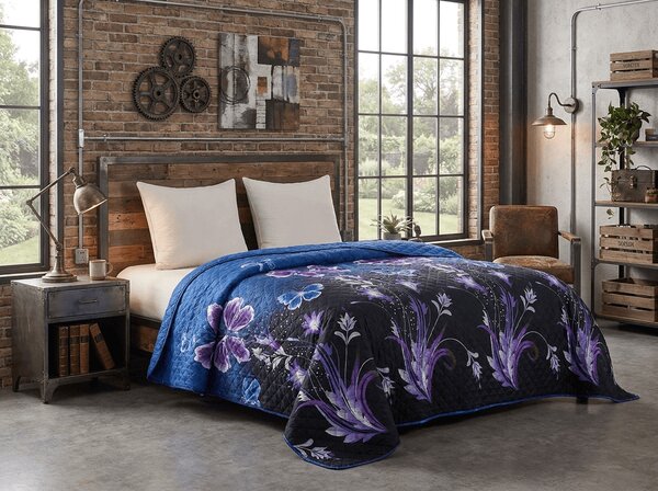 Prehoz na posteľ VIOLET BUTTERFLY, tmavomodrý Rozmer: 170 x 210 cm