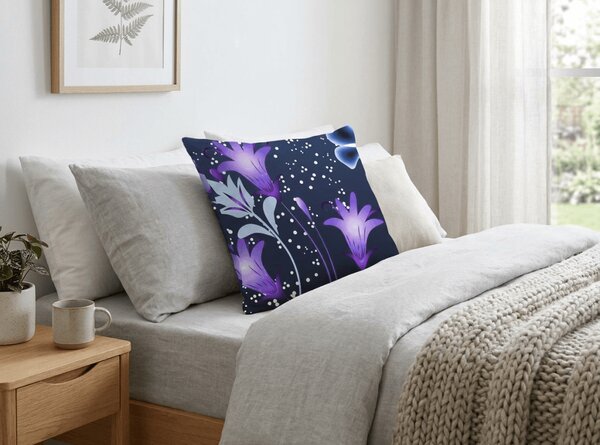 Obliečka na vankúš z mikrovlákna VIOLET BUTTERFLY 45x45 cm, tmavomodrý