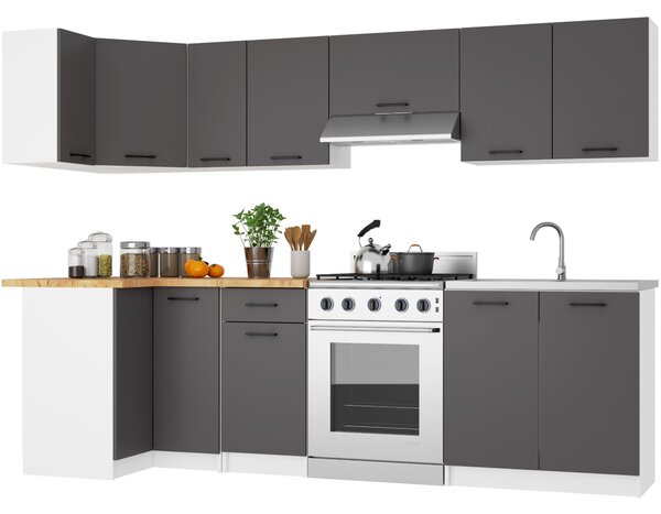 Ak furniture Kuchynská skrinka OLIVIE II 60x85 cm matná biela/matná grafitovo šedá/dub prírodný