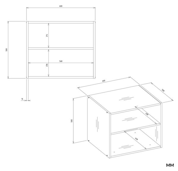 TP Living Nástavec na skříň Openo 60 cm bílý