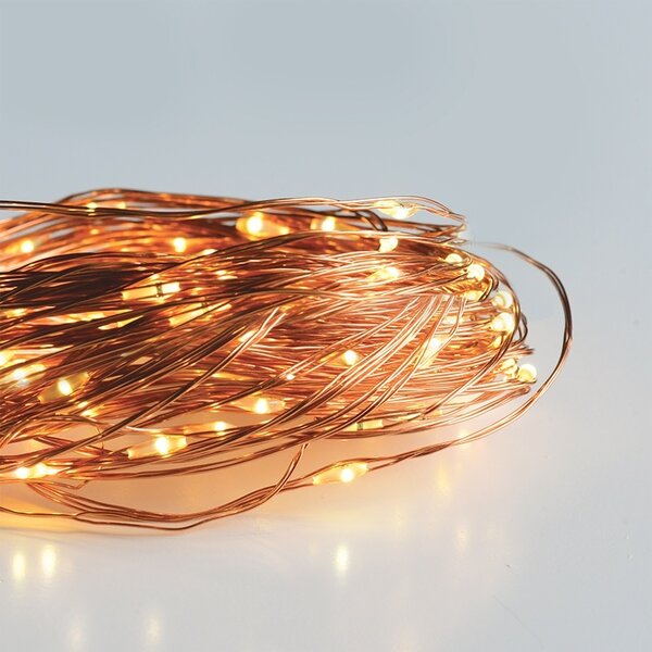 ACA Lighting LED dekoračná medená girlanda, 8 funkciou, teplá biela farba, 20 m, IP44 vonkajšiu