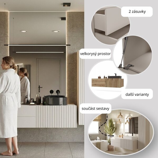 TP Living Závěsná skříňka pod umyvadlo s deskou Tigo 1D2S 140 cm kašmír