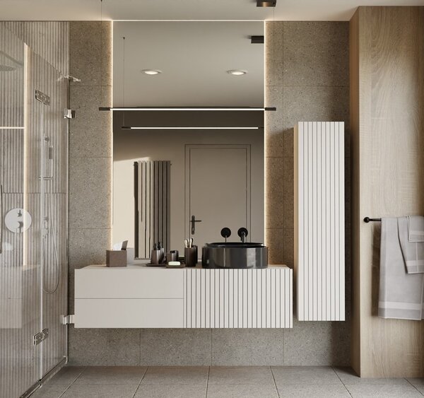 TP Living Závěsná skříňka pod umyvadlo s deskou Tigo 1D2S 140 cm kašmír