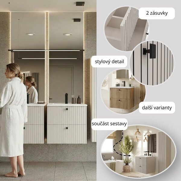 TP Living Závěsná skříňka pod umyvadlo Tigo 2S 60 cm kašmír