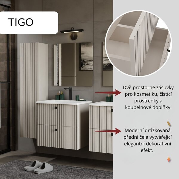 TP Living Závěsná skříňka pod umyvadlo Tigo 2S 60 cm kašmír