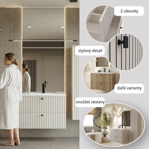 TP Living Závěsná skříňka pod umyvadlo Tigo 2S 80 cm kašmír