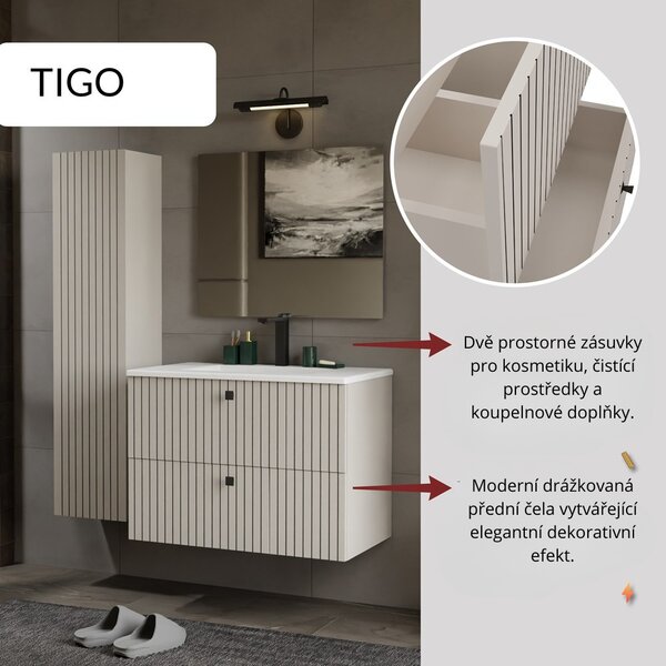TP Living Závěsná skříňka pod umyvadlo Tigo 2S 80 cm kašmír
