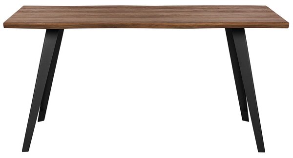 Jedálenský stôl čierne kovové nohy čierne drevo 160 x 90 cm obdĺžnikový priemyselný štýl